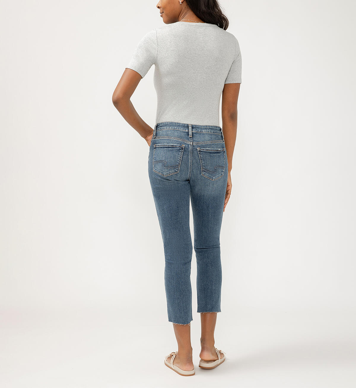 Silver Elyse Mid Rise Straight Leg Ankle Jeans