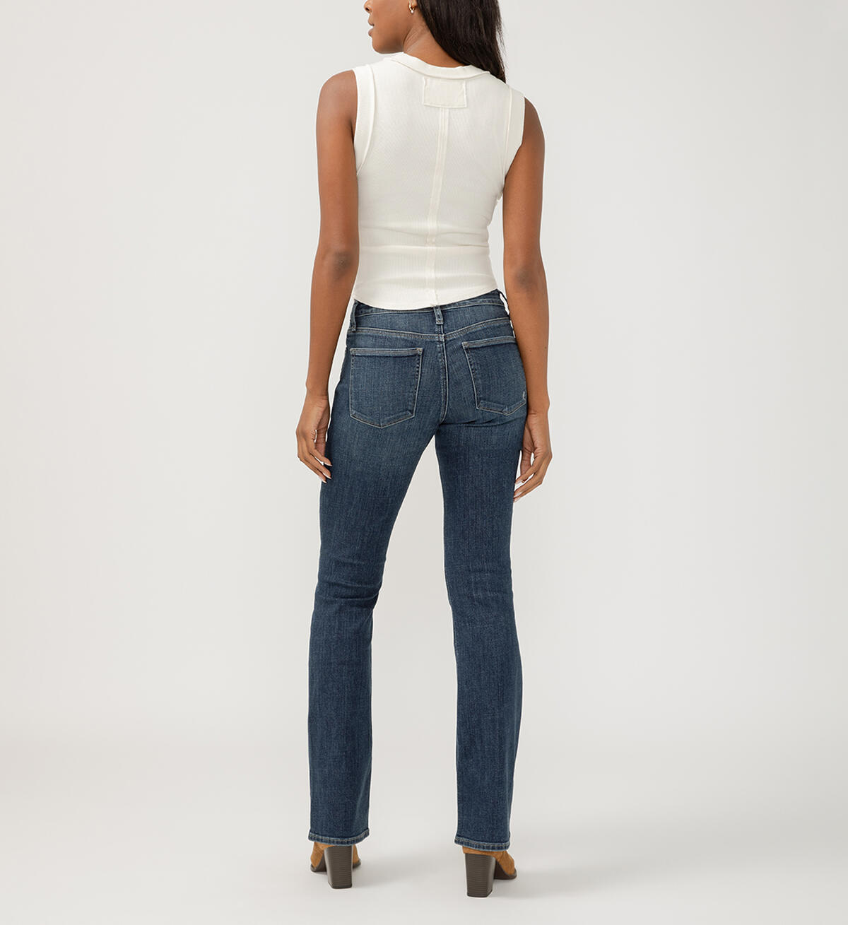 Silver Mid Rise Slim Bootcut Luxe Stretch Jeans