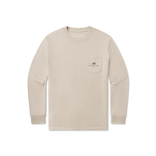 Southern Marsh Washed Oatmeal Vintage Duck Decoy Camo Long Sleeve Tee