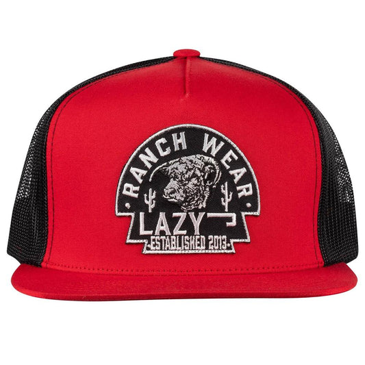Lazy J Ranch Red & Black Arrowhead Classic Five Panel Trucker Hat