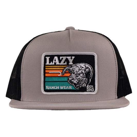 Lazy J Ranch Silver Grey & Black Dusk Sunset Retro Classic Trucker Hat