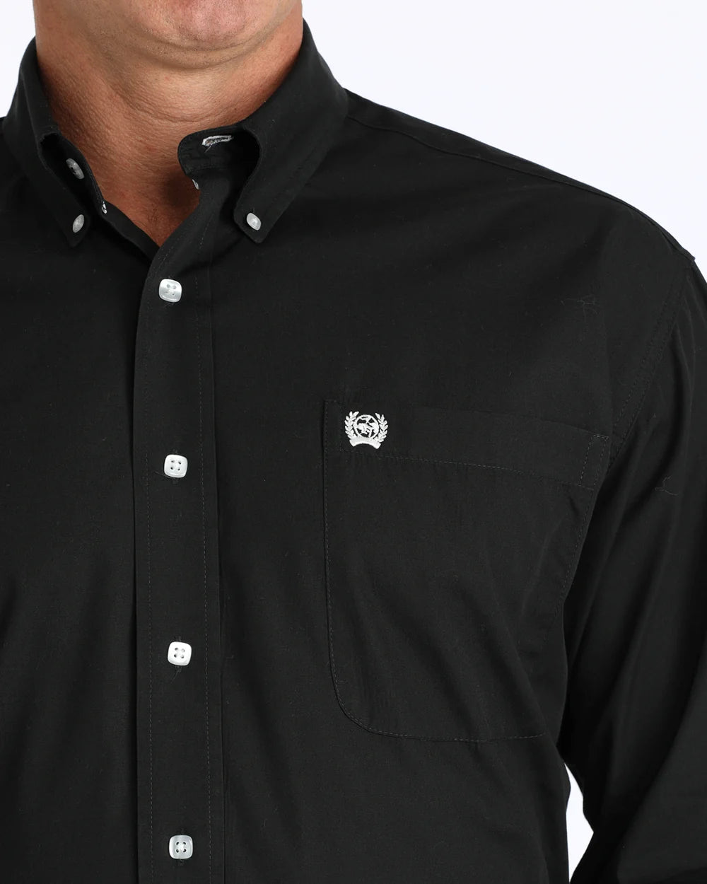 Cinch men's solid black classic fit button down western shirt