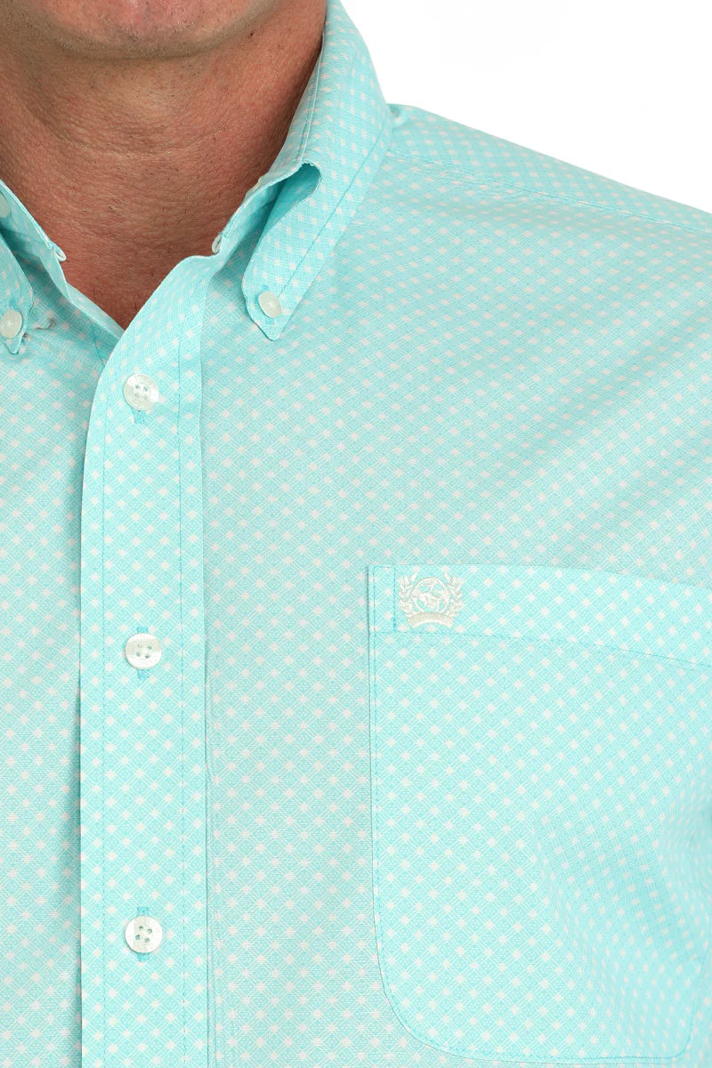 Cinch Men's Geometric Turquoise Button Down Western Shirt