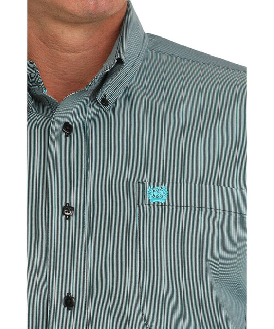 Cinch Men's Black Tencel Striped Button-Down Western Shirt