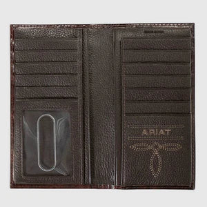 ARIAT MENS FEATHER EMBOSSED LEATHER RODEO WALLET