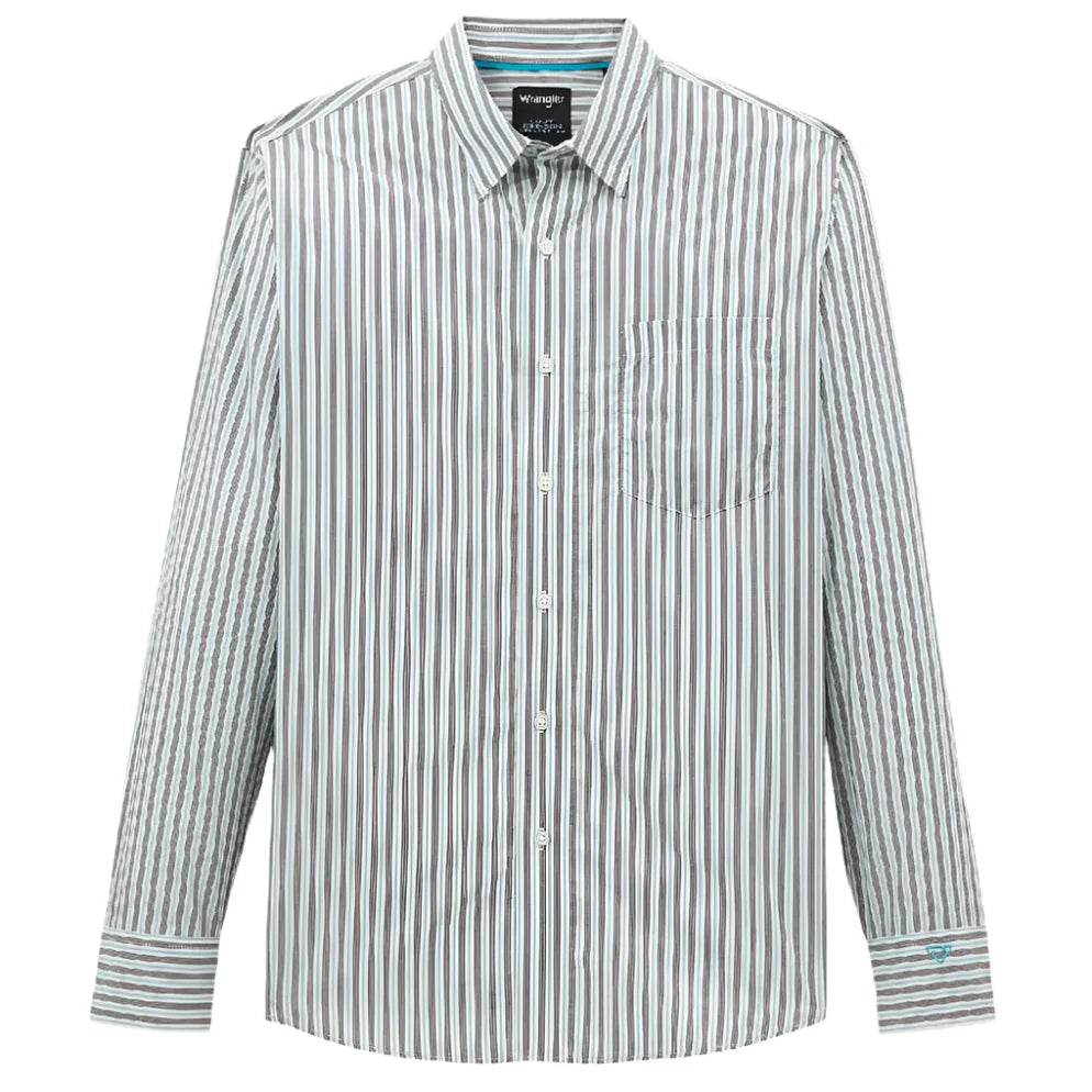 Wrangler Men's Cody Johnson Blue & White Stripe Button Down Shirt