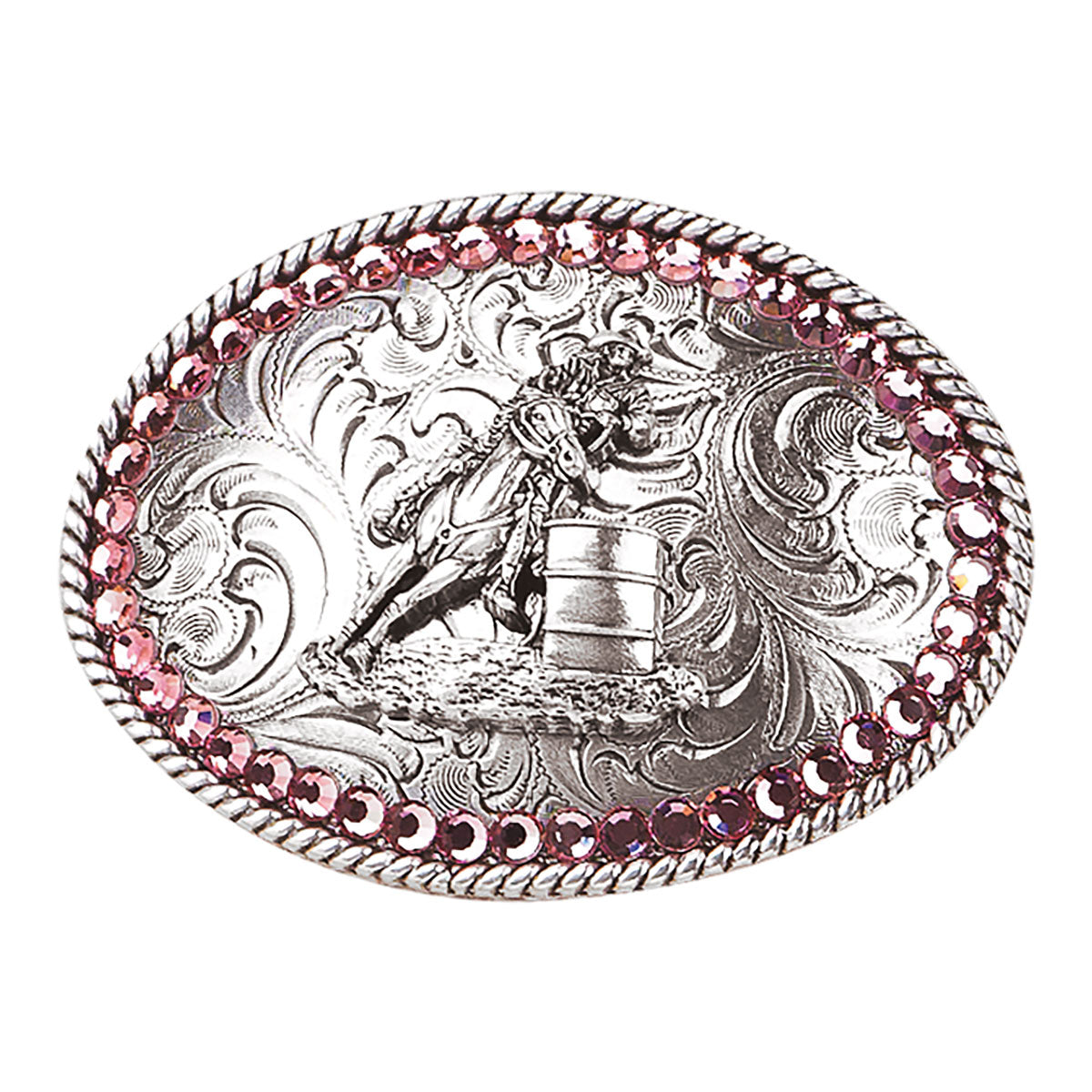 Nocona Youth Girls Pink Rhinestone Barrel Racer Belt Buckle