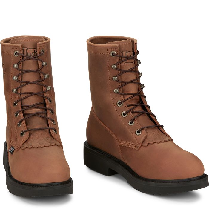 Drake Livestock 8" Lace Up Round Steel Toe Boot