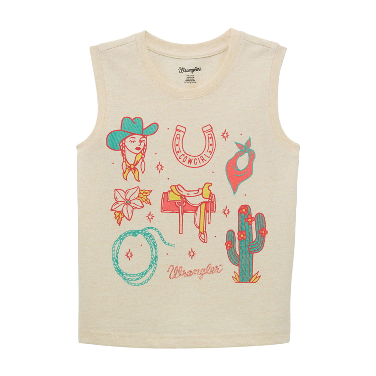 Wrangler Girl's Cream Cowgirl Sleeveless Tank