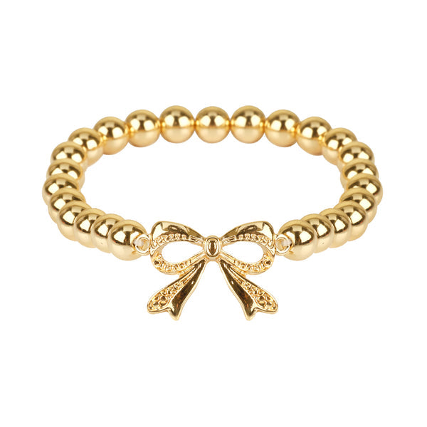 Gold Beaded Bow Bracelet