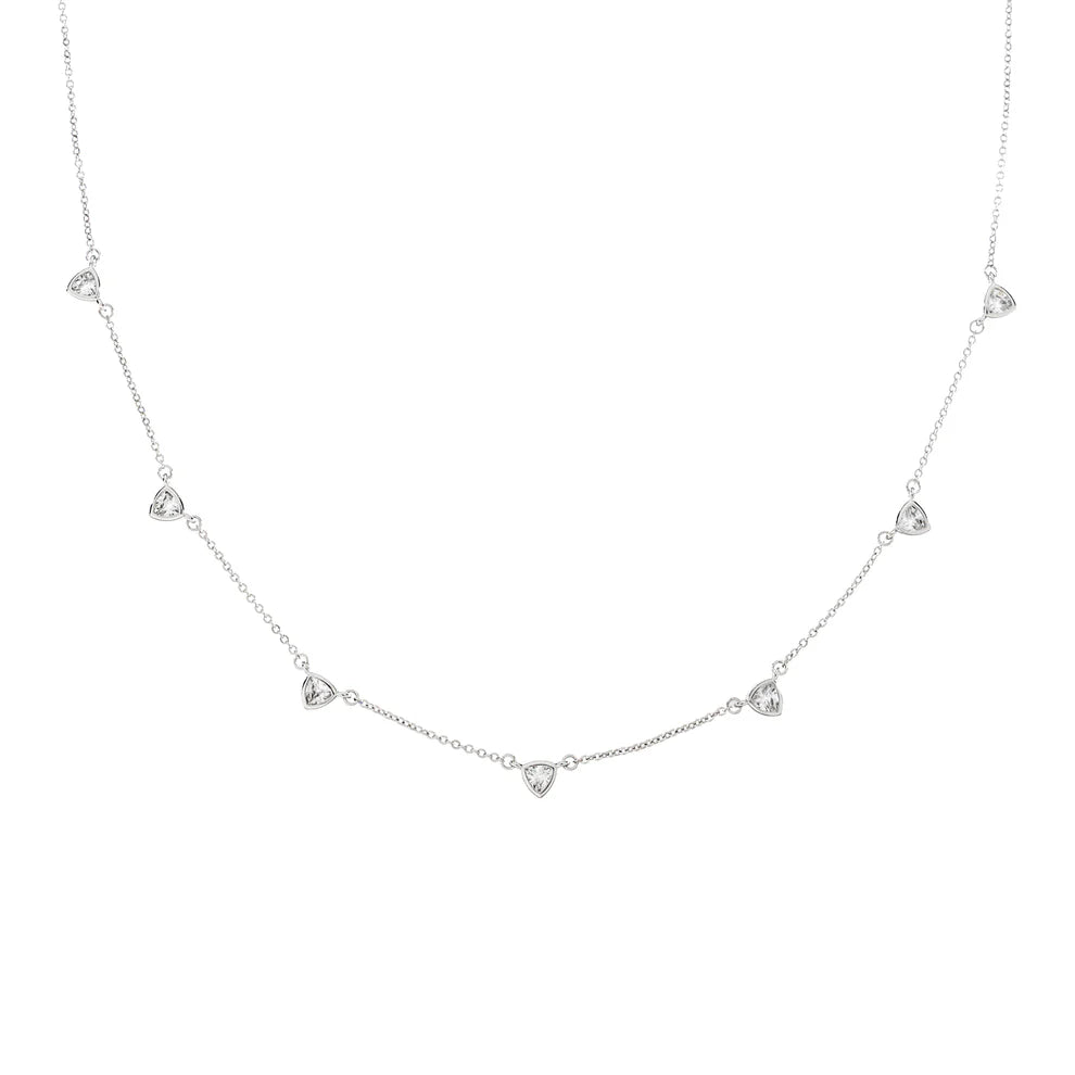 Silver CZ Drop Necklace - Water Resistant