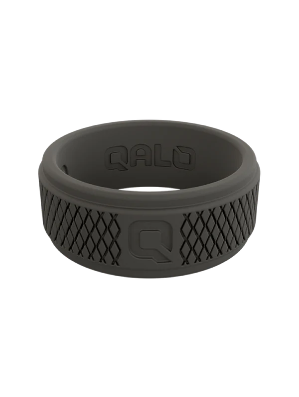 Qalo Men's Crosshatch Q2X Dark Grey Silicone Ring
