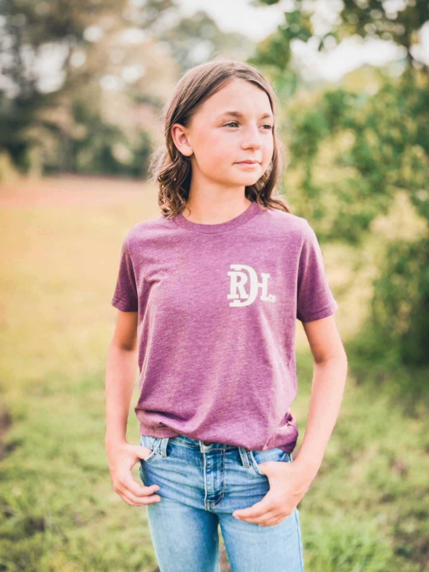 Red Dirt Hat Company Youth Maroon Tooled Leather Tee