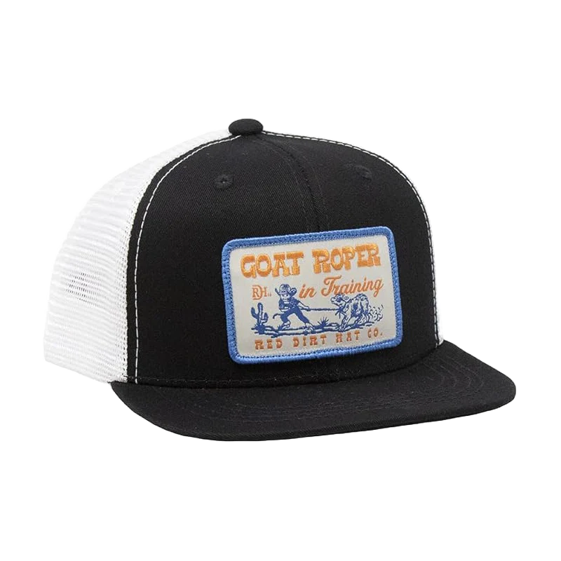 Red Dirt Hat Co Youth Goat Roper Black & White Trucker Hat