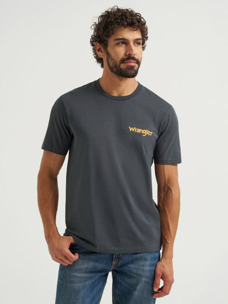 Wrangler Men's Washed Black Bucking Bronco Tee