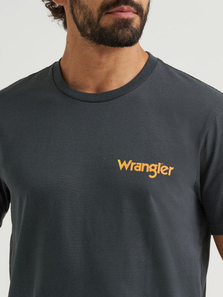 Wrangler Men's Washed Black Bucking Bronco Tee