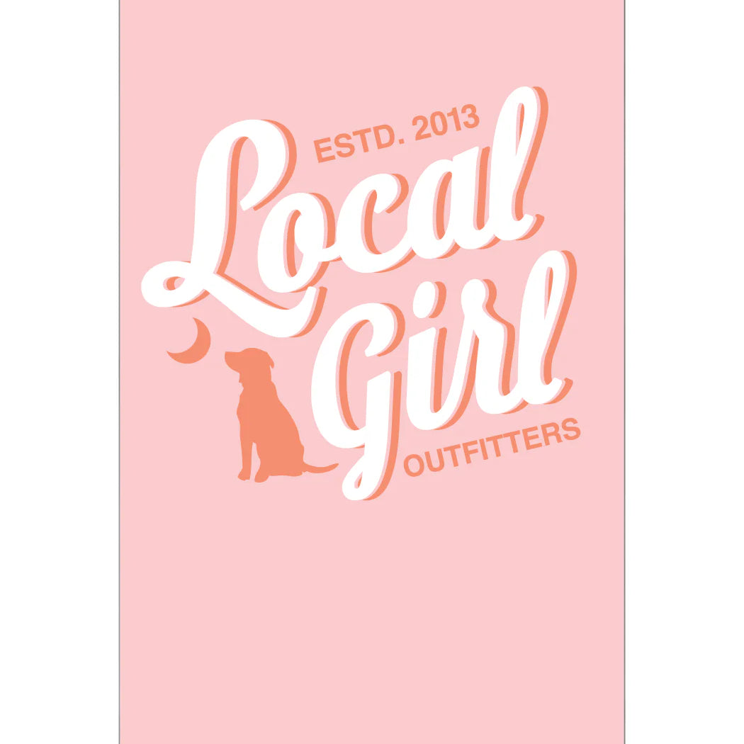 Local Girl Baby Pink Stacked Script Slim Koozie