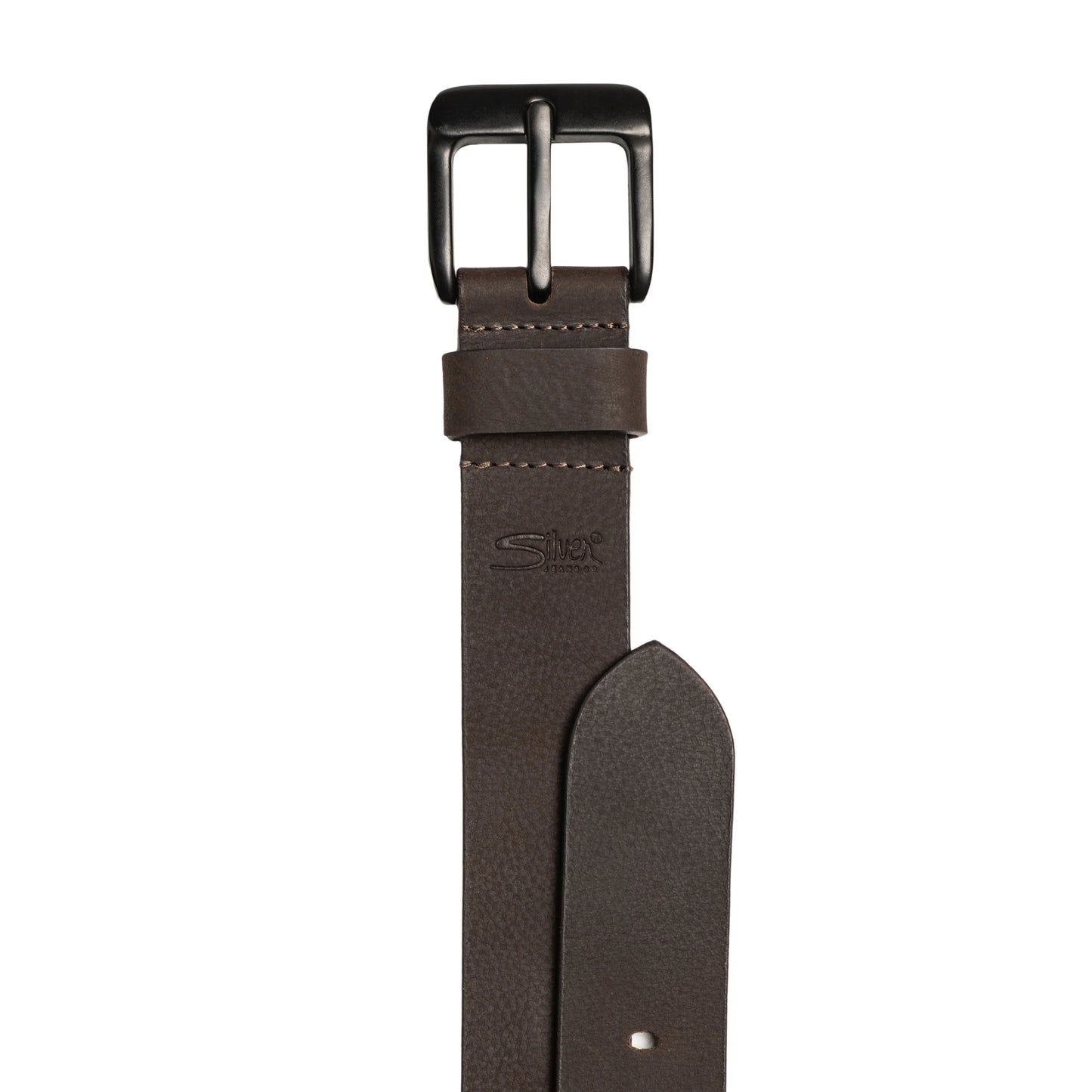 Silver Jean Co. Men's Dark Brown 40MM Soft Milled Genuine Leather Belt