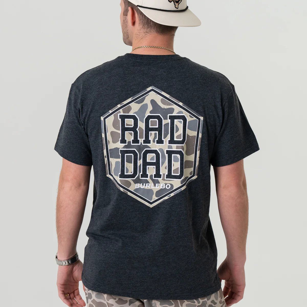 Men's Burlebo Heather Black Rad Dad Camo Shirt