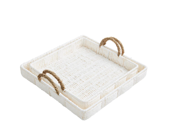 White Woven Tray -2 Sizes