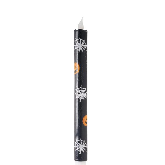 Halloween LED taper candles, shown in one of four available colors