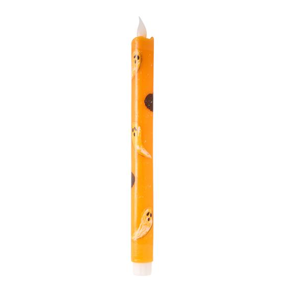 Halloween LED taper candles, shown in one of four available colors