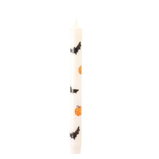 Halloween LED taper candles, shown in one of four available colors
