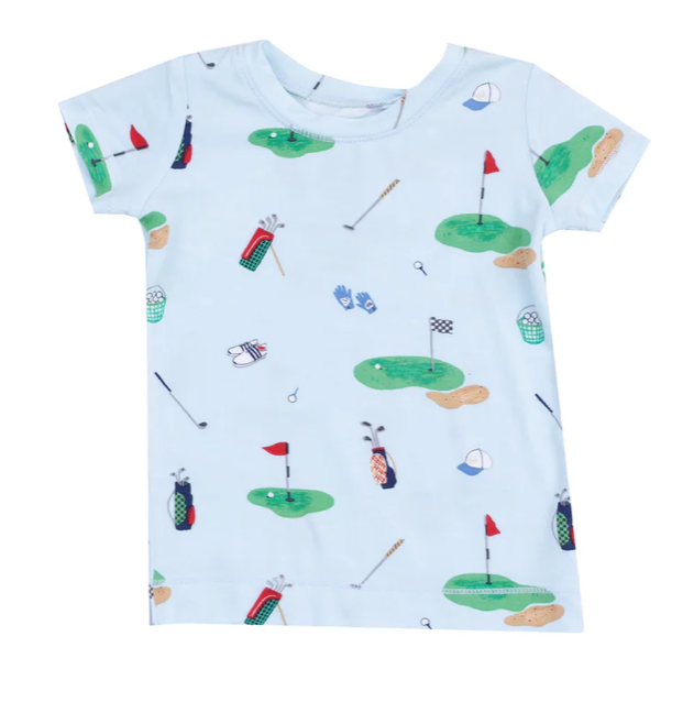 Angel Dear Blue Golf Things Short Sleeve Loungewear Set