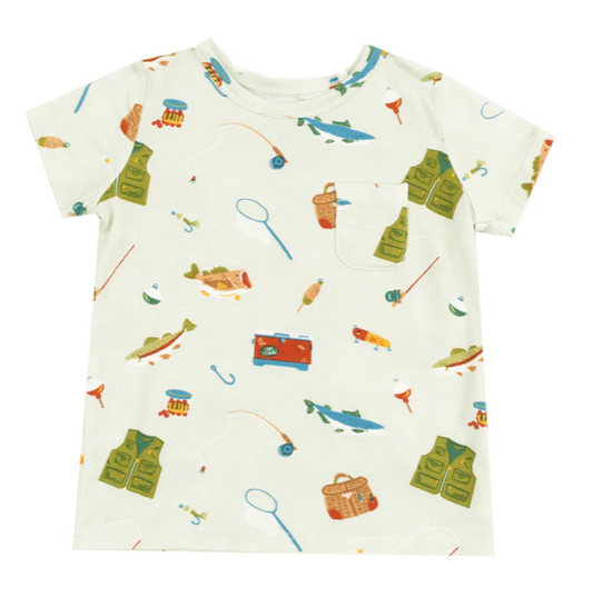 Angel Dear Green Fishing Things Crew Neck Tee & Short Set