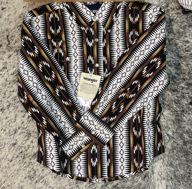 Wrangler Boys Brown Checotah Long Sleeve Shirt