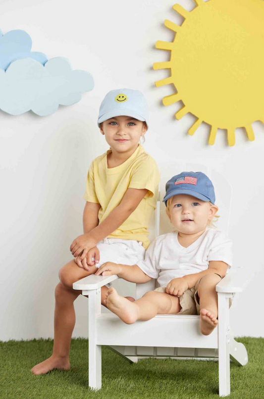 Mud Pie Toddler Blue Flag Emroidered Hat