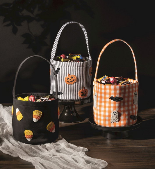 Mud Pie Halloween Beaded Treat Buckets - 3 Colors