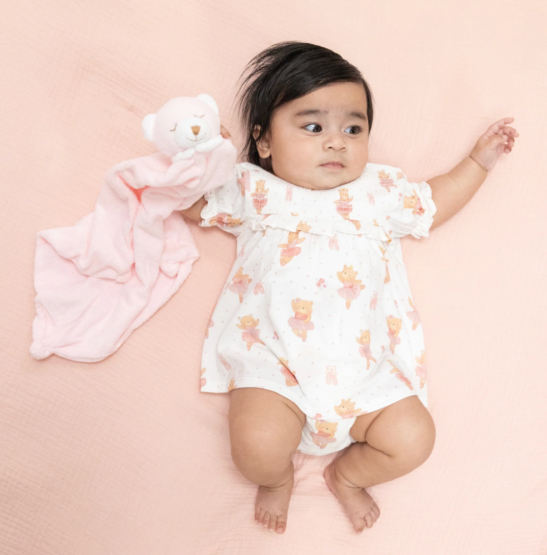 Angel Dear Teddy Bear Ballerina Smocked Bubble with Skirt