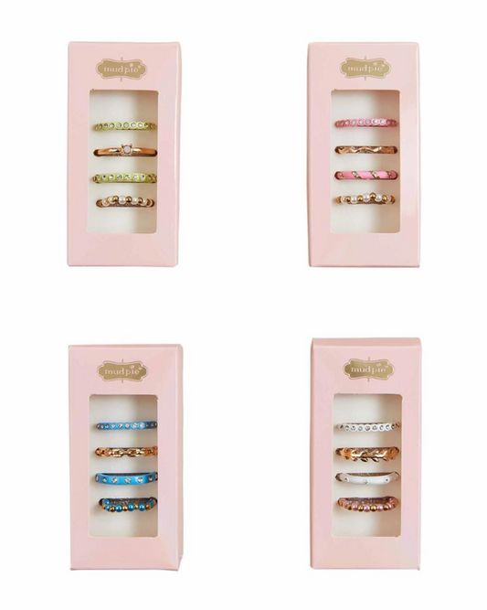 Mud Pie Bright White Layering Ring Set