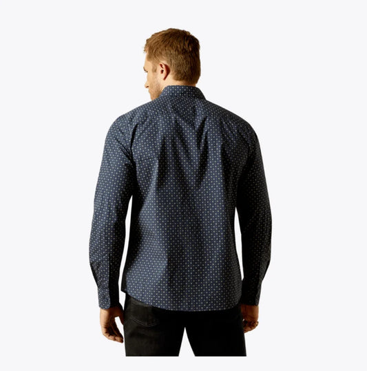 Ariat Men's Mylo Navy Modern Fit Long Sleeve Shirt