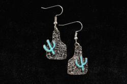 Silver Strike Cactus Turquoise Earrings