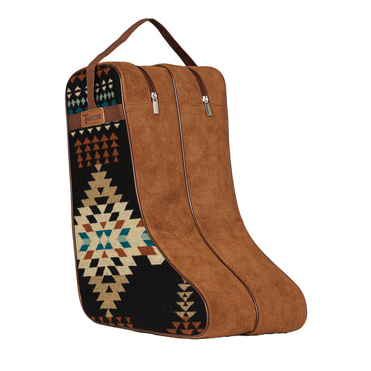 Twister Boot Bag Southwestern Arrow Fabric Chocolate Brown