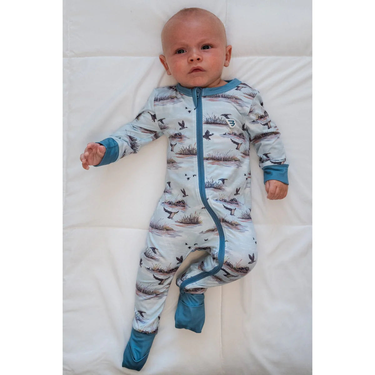 Burlebo Baby Zip Up Duck Hunt Onesie