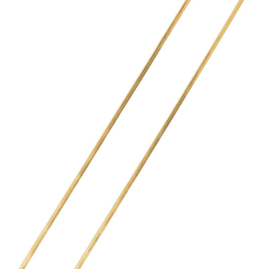 Brenda Grands Herringbone Long Gold Necklace - Waterproof