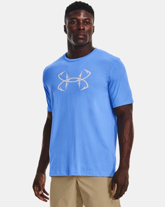 Under Armour Fish Hook Logo Tee Men's T Shirt Carolina Blue/Halo Gray : 3XL