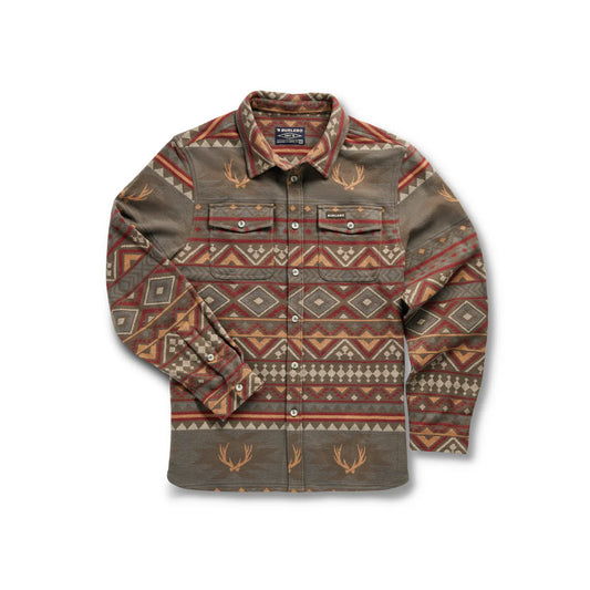 Burlebo Men's Vintage Heavyweight Whitetail Aztec Brown Flannel