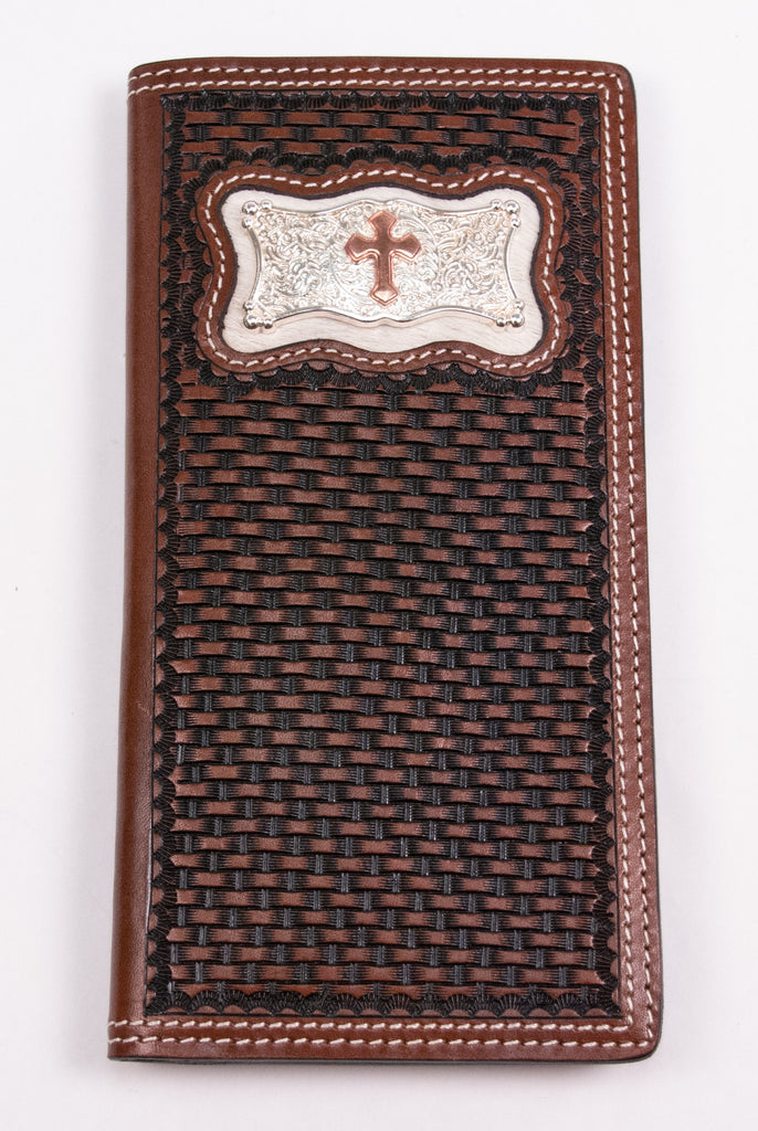Basket Weave Square Cross Rodeo Wallet