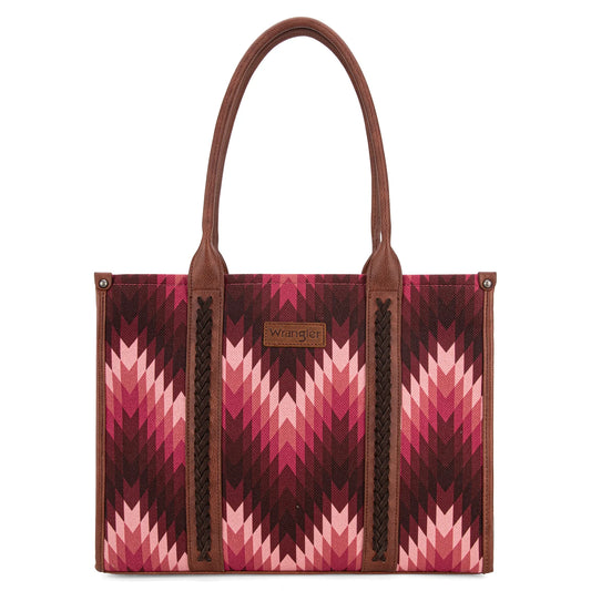 Wrangler Southwestern Pattern Dual Sided Print Concealed Carry Wide Tote - Dark Pink