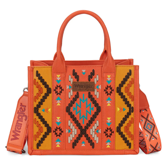 Wrangler Aztec Ebroidered Orange Tote/Crossbody