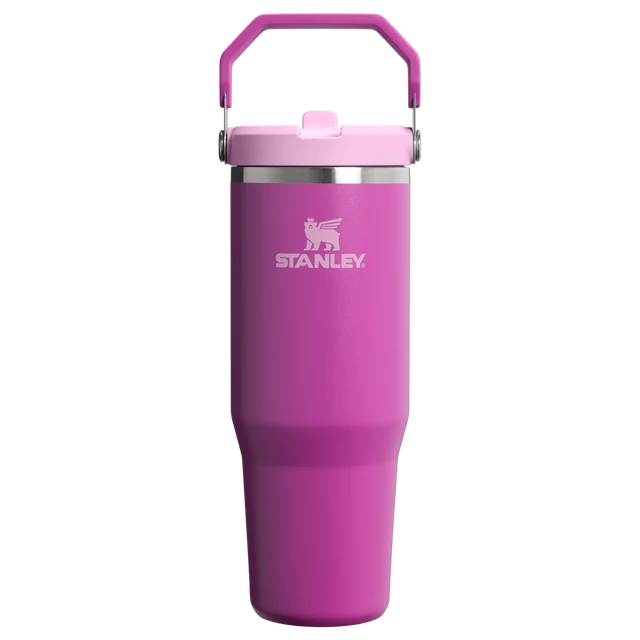 Stanley IceFlow Flip Straw Tumbler 30oz in Dark Blossom, front view with handle up