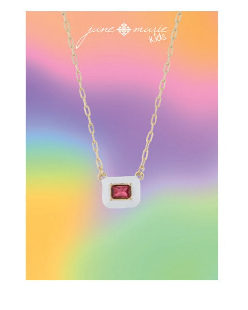 Kids White Rectangle Necklace