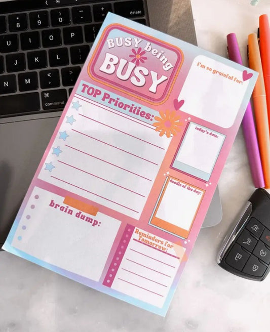 Pink Busy Being Busy Notepad