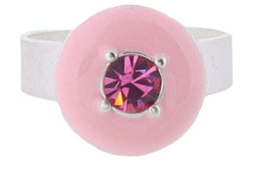Kids Round Pink Crystal Ring