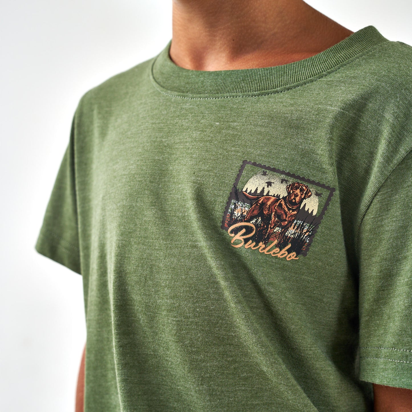 Youth Dog Duck Stamp Heather Olive Tee