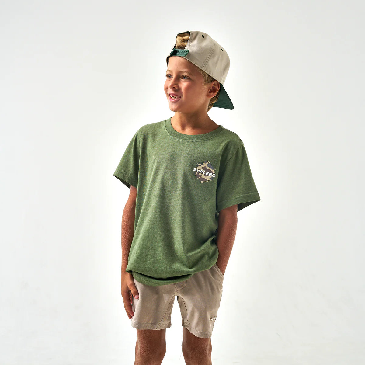 Boys Rad Dude Deer Camo Olive Green Burlebo Tee